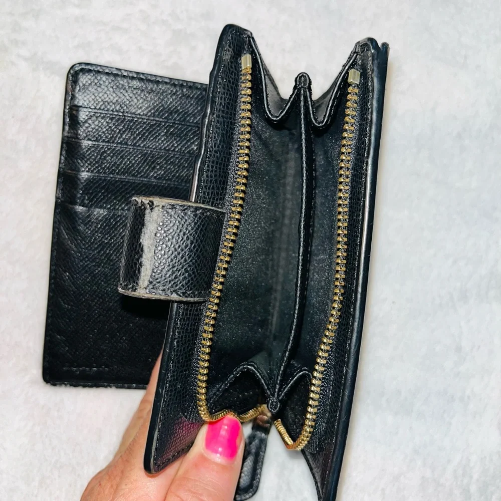 Coach Black and Brown Leather logo Wallet - Picture 7 of 11